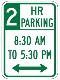  R7-108-112 12&quot;x18&quot; Hour Parking with message