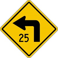    W1-1aL 24&quot;x24&quot; Turn Left with Advisory Speed