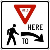 R1-5R 24&quot;X24&quot; Yield Here to Pedestrians on Right 