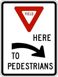 R1-5aR 18&quot;x24&quot; Yield Here to Pedestrians on Right 