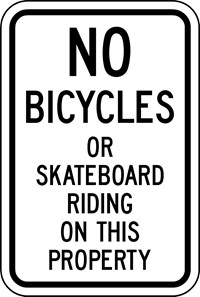  IN-7 12&quot;X18&quot; No Bicycles or Skateboard Riding