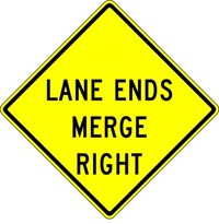 W9-2R 36&quot;x36&quot; Lane Ends Merge Right