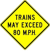  W10-8 30&quot;x30&quot; Trains May Exceed (speed)