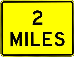  W16-3 30"X24" Distance (miles) (2 line)
