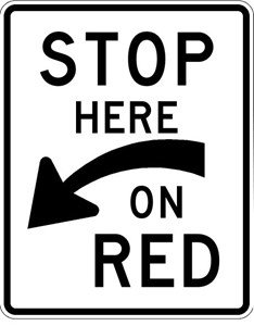  R10-6a 18"x24" Stop Here On Red (curved arrow)