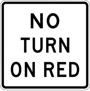 R10-11b 18"x24" No Turn On Red (3 line) 