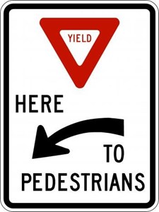 R1-5aL 18"X24" Yield Here to Pedestrians on Left 