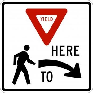 R1-5R 30"X30" Yield Here to Pedestrians on Right 