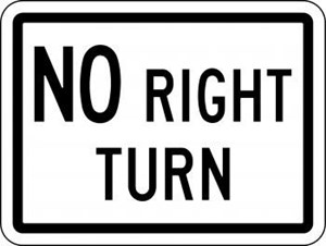  R3-1P 24"X18" No Right Turn 