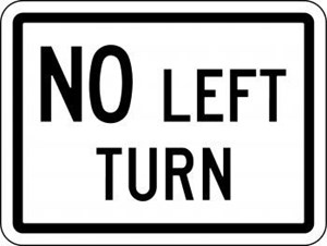  R3-2P 24"X18" No Left Turn