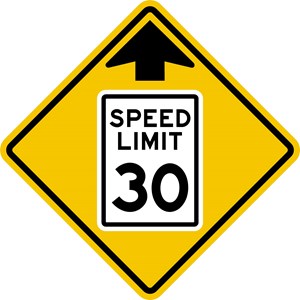 W3-5 30"X30" Speed Reduction Ahead