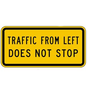 W4-4a 36"x18" Traffic Left/Right  Does Not Stop 