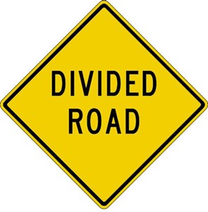 W6-1b 30"x30" Divided Road (word legend) 
