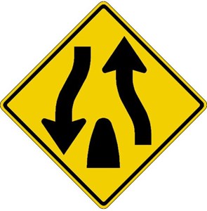 W6-2 30"x30" Divided Highway Ends (symbol)