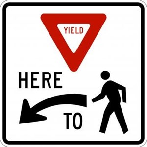 R1-5L 24"X24" Yield Here to Pedestrians on Left