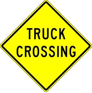  W8-6 24"x24" Truck Crossing (word legend)