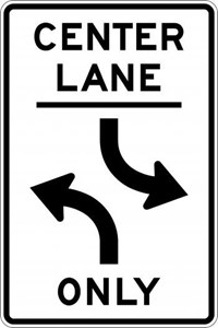  R3-9b 24"x36" Two-Way Left Turn Only
