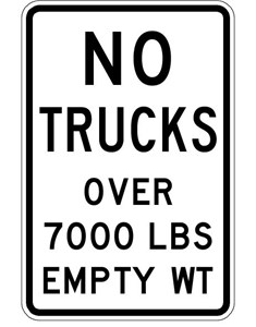 R12-3 24"X36" No Trucks Over X Lbs Empty Weight