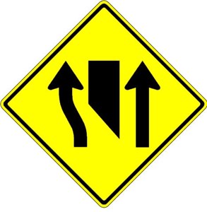 W9-3a 36"x36" Center Lane Closed Ahead (symbol) 
